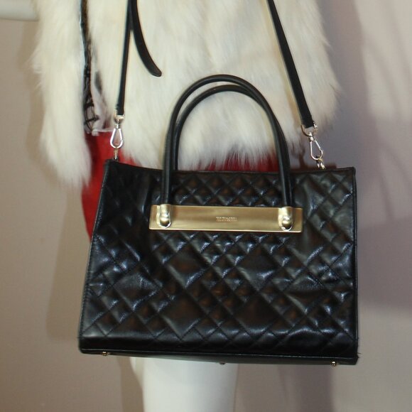 Ripani Genuine  Leather Tote/Shoulder black bag Made in Italy 12"x9"x5" - Picture 1 of 9